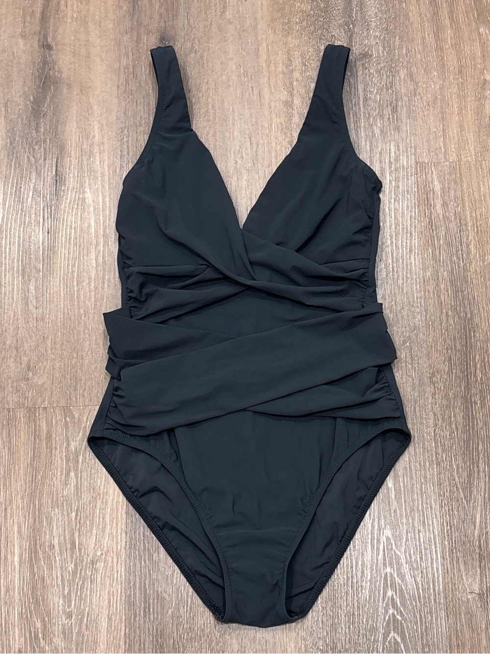 Karla Colletto Basics Surplice Underwire Tank One Piece Swimsuit Gray 14